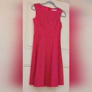 Polka Dot Sleeveless Red Dress